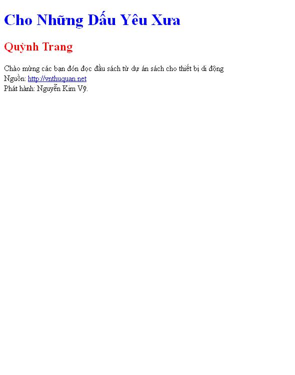 Cho Những Dấu Yêu Xưa