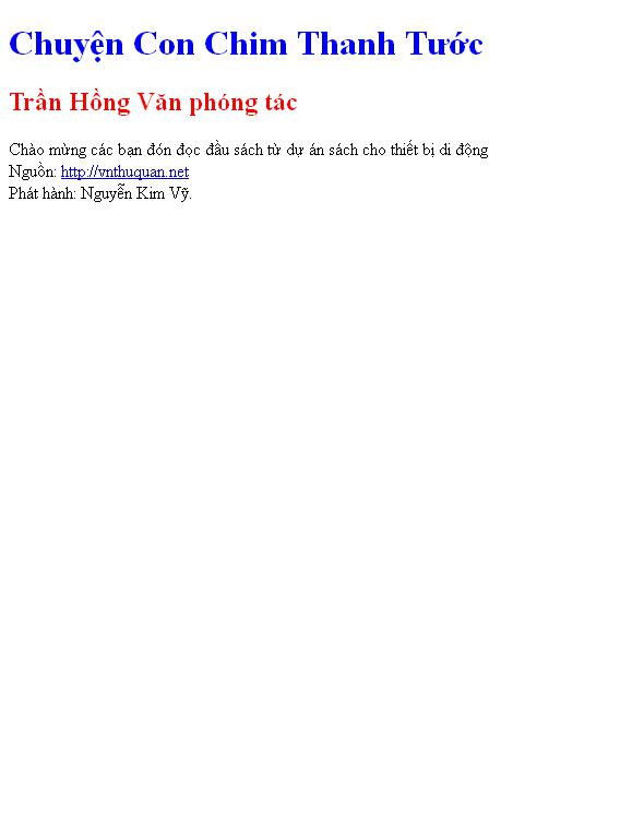 Chuyện Con Chim Thanh Tước