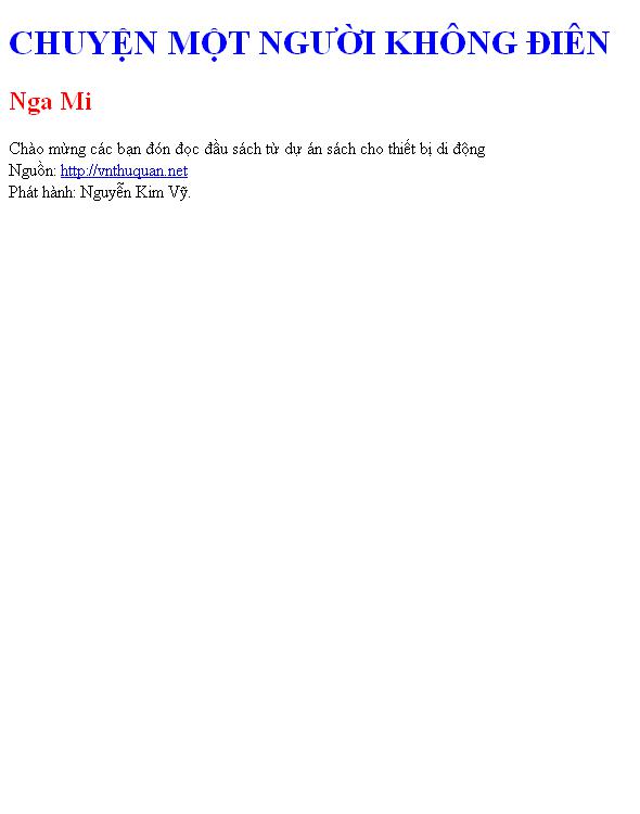 CHUYỆN MỘT NGƯỜI KHÔNG ĐIÊN