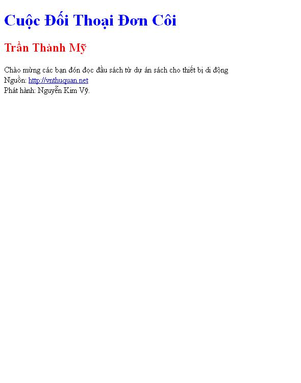 Cuộc Ðối Thoại Ðơn Côi