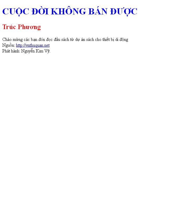 CUỘC ĐỜI KHÔNG BÁN ĐƯỢC