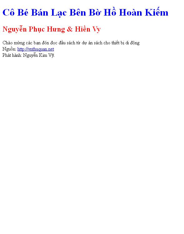 Cô Bé Bán Lạc Bên Bờ Hồ Hoàn Kiếm