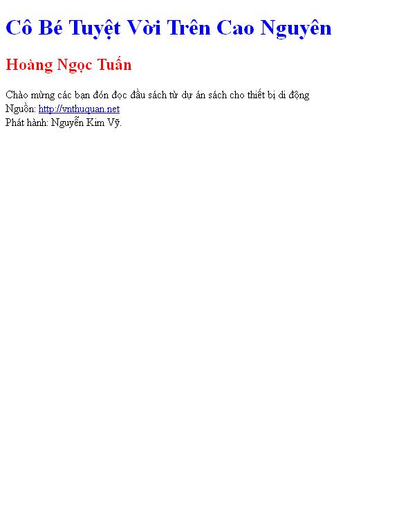 Cô Bé Tuyệt Vời Trên Cao Nguyên