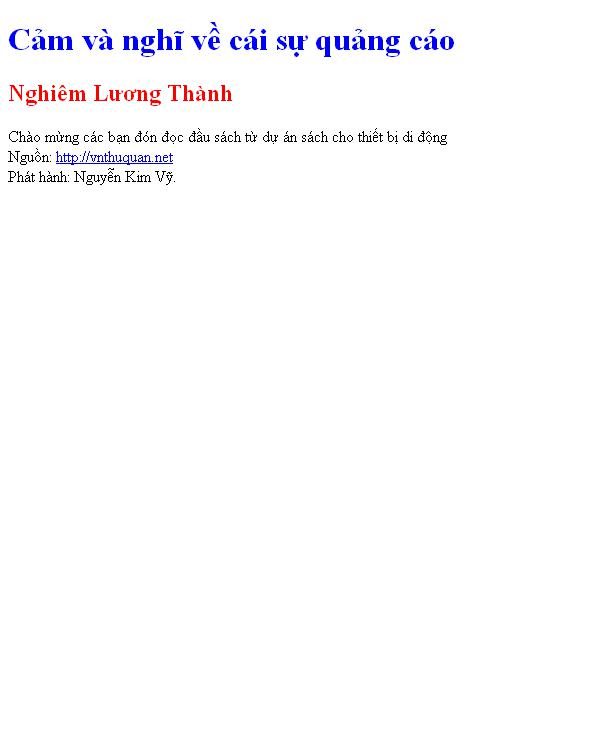Cảm và nghĩ về cái sự quảng cáo