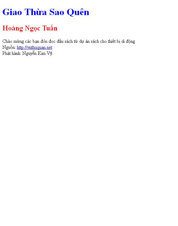 Giao Thừa Sao Quên