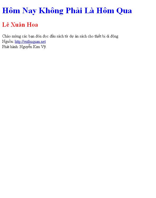 Hôm Nay Không Phải Là Hôm Qua