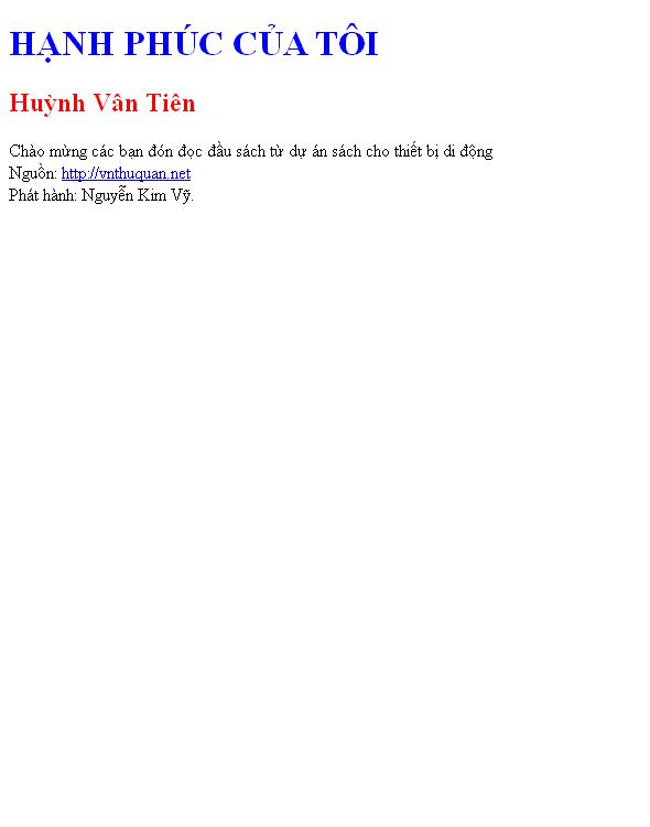 HẠNH PHÚC CỦA TÔI