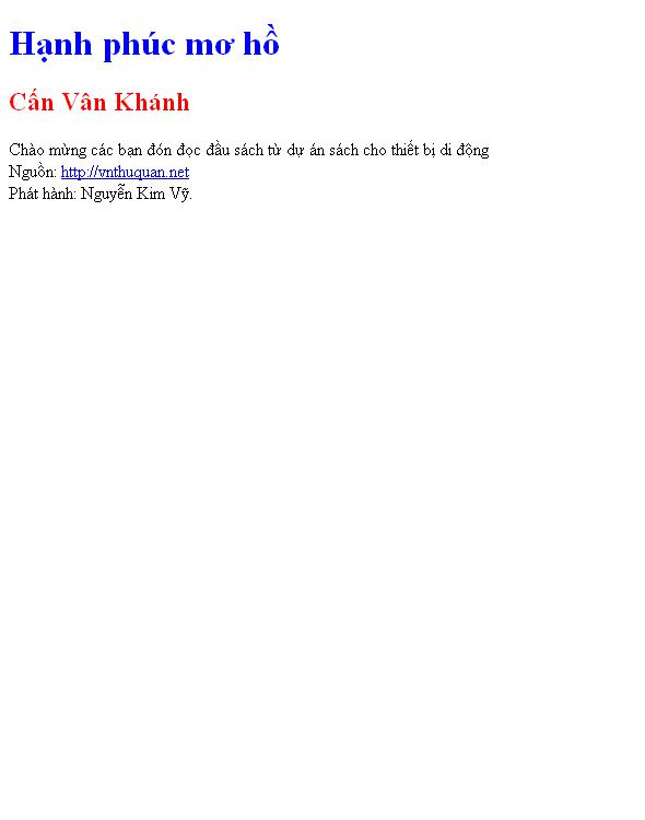 Hạnh phúc mơ hồ