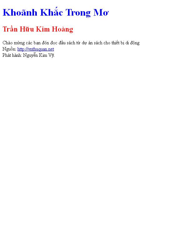 Khoãnh Khắc Trong Mơ