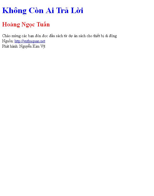Không Còn Ai Trả Lời