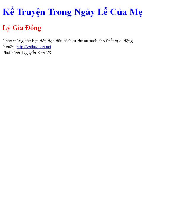 Kể Truyện Trong Ngày Lễ Của Mẹ