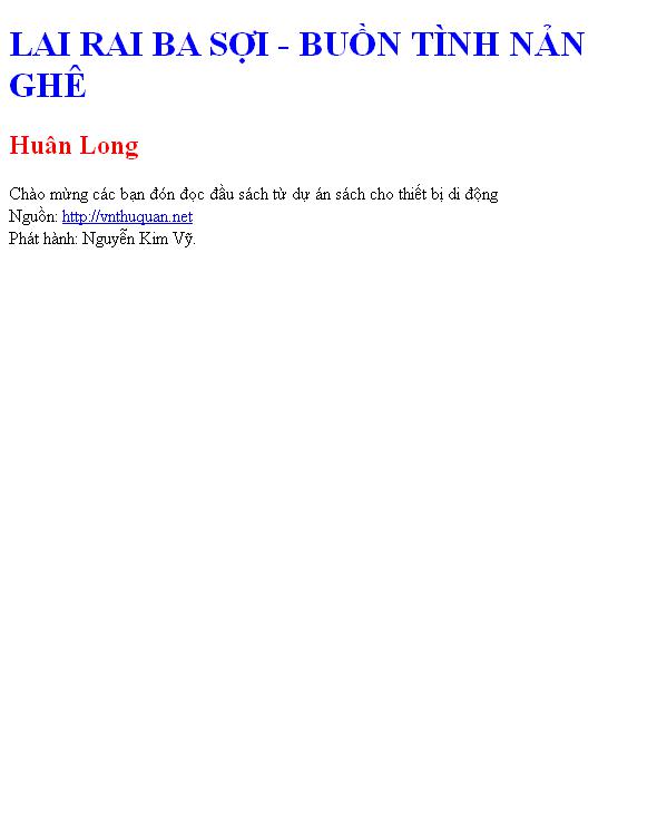 LAI RAI BA SỢI - BUỒN TÌNH NẢN GHÊ