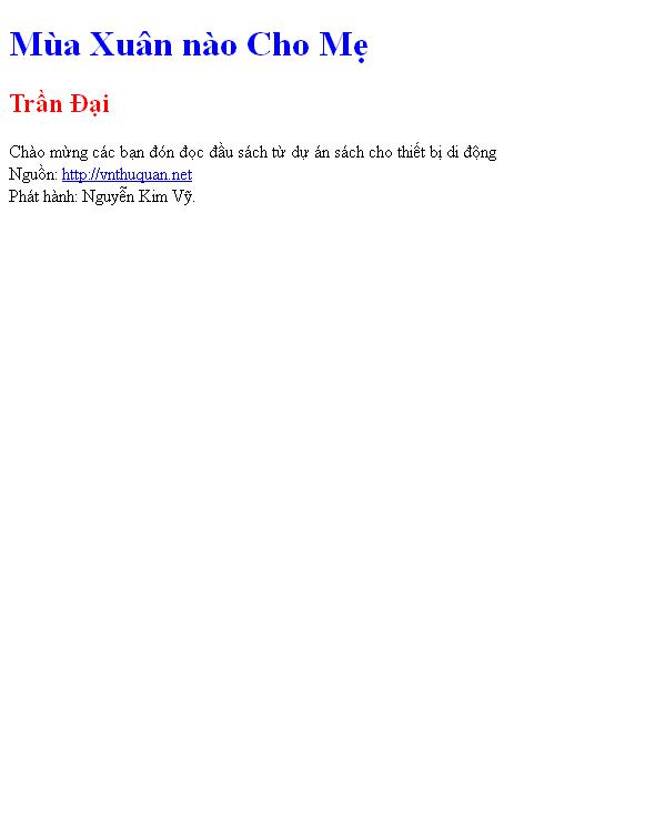 Mùa Xuân nào Cho Mẹ