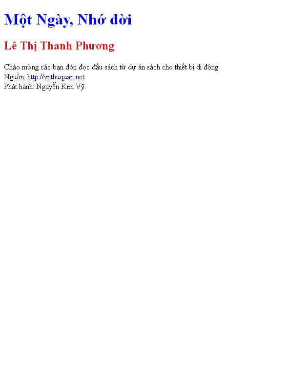 Một Ngày, Nhớ đời