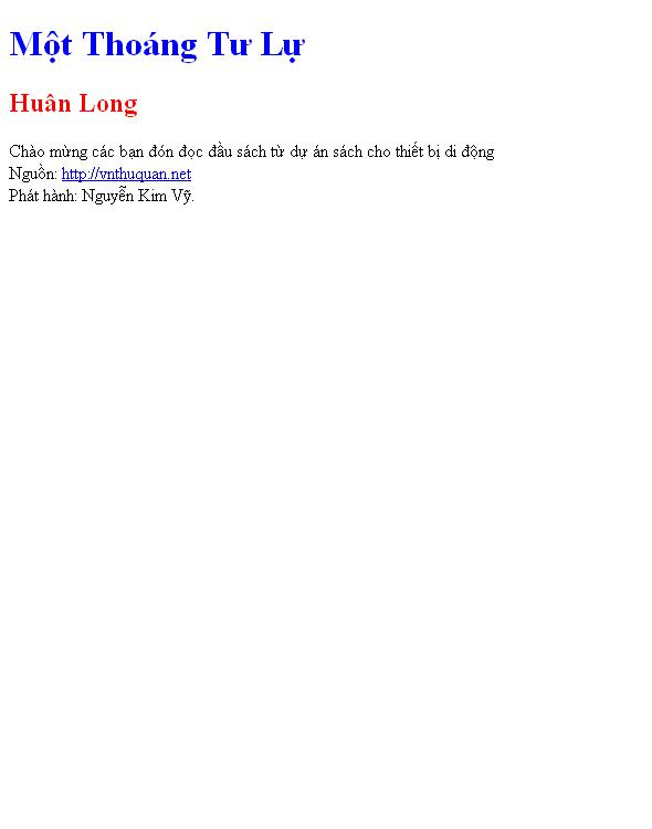 Một Thoáng Tư Lự