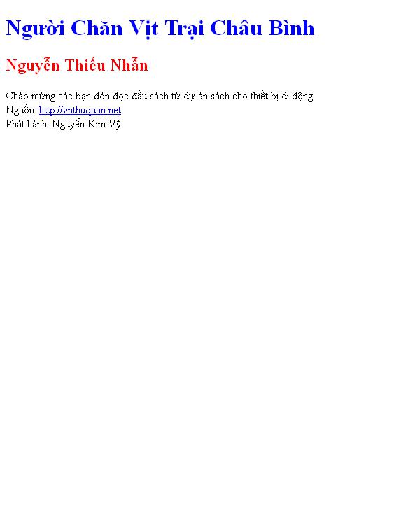 Người Chăn Vịt Trại Châu Bình