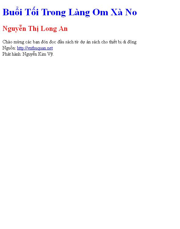 Buổi Tối Trong Làng Om Xà No