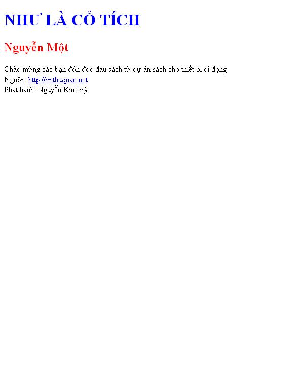NHƯ LÀ CỔ TÍCH