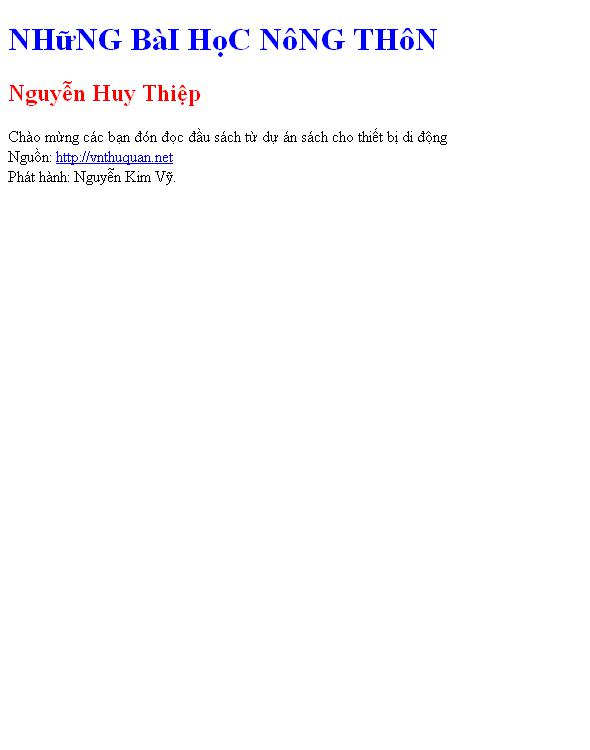NHữNG BàI HọC NôNG THôN
