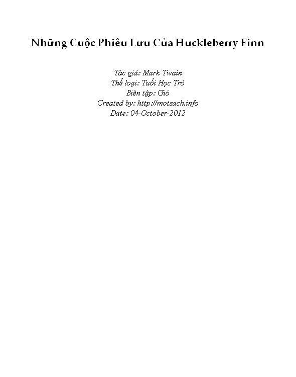Những Cuộc Phiêu Lưu Của Huckleberry Finn
