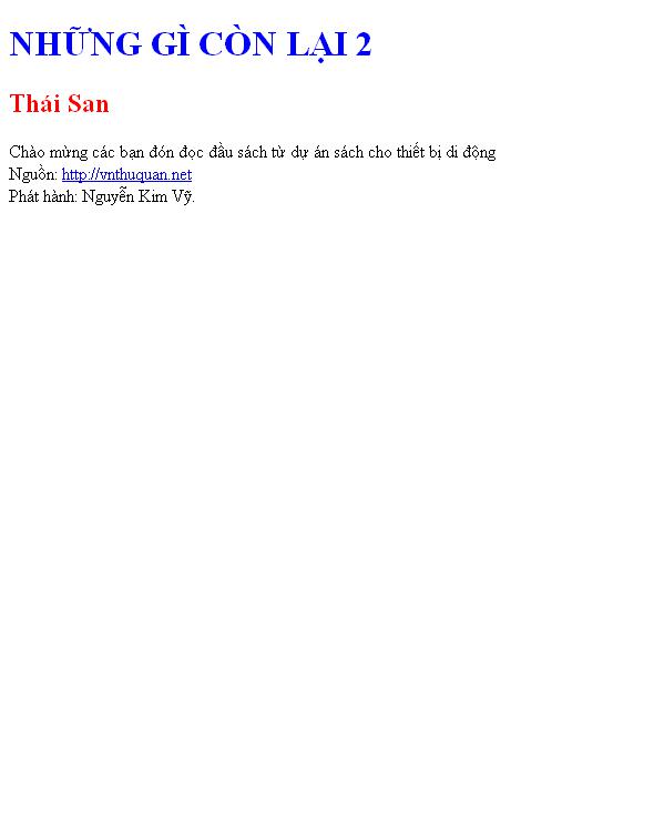 NHỮNG GÌ CÒN LẠI 2