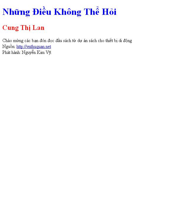 Những Điều Không Thể Hỏi