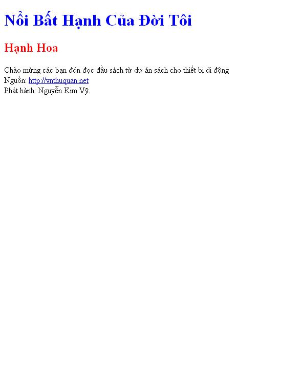 Nổi Bất Hạnh Của Đời Tôi