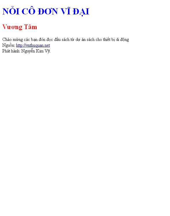 NỖI CÔ ĐƠN VĨ ĐẠI