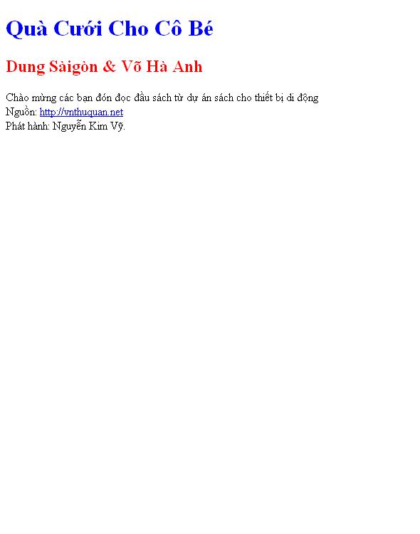 Quà Cưới Cho Cô Bé