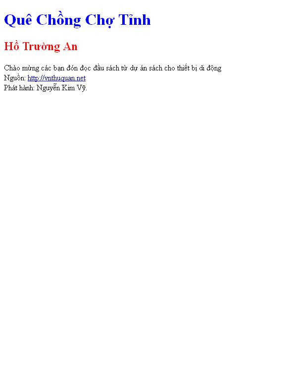 Quê Chồng Chợ Tỉnh