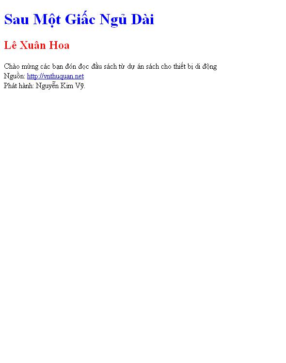 Sau Một Giấc Ngủ Dài