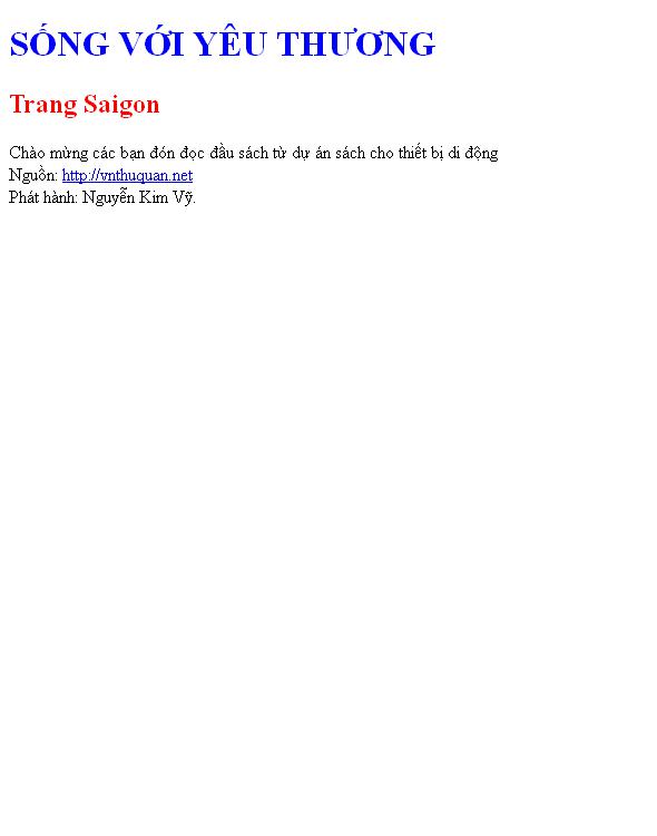 SỐNG VỚI YÊU THƯƠNG