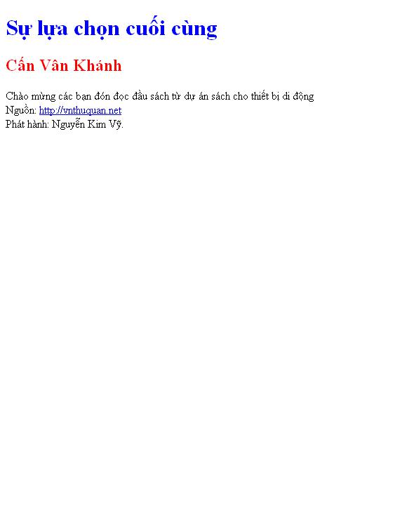 Sự lựa chọn cuối cùng
