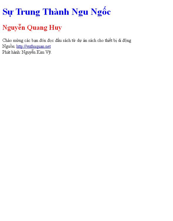 Sự Trung Thành Ngu Ngốc