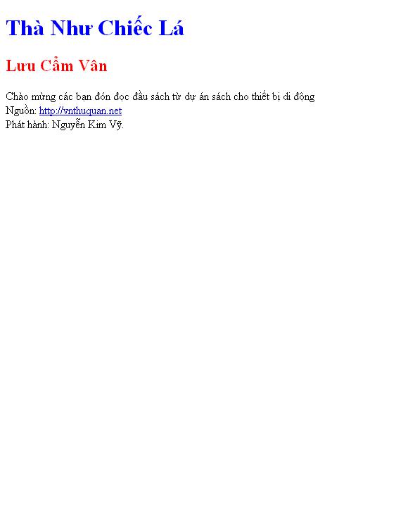 Thà Như Chiếc Lá