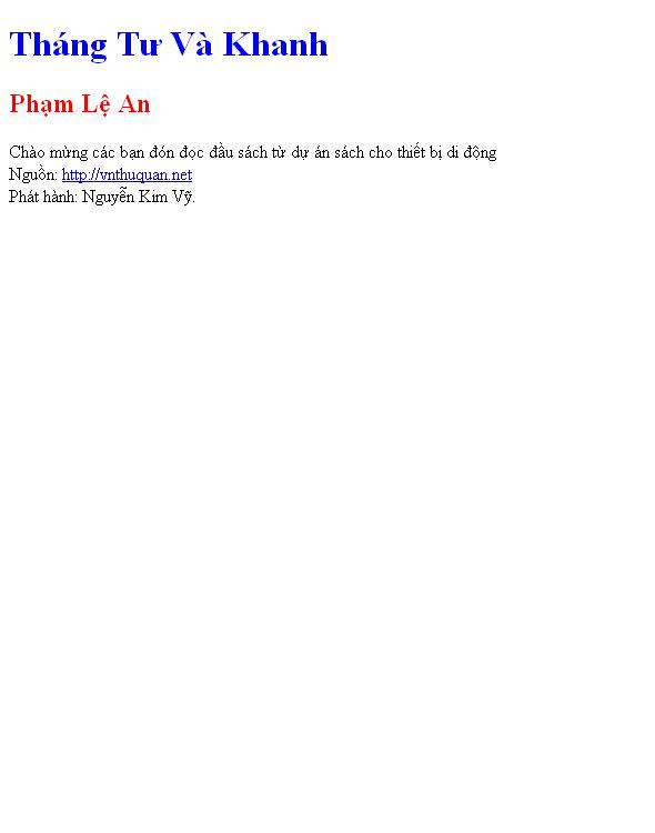 Tháng Tư Và Khanh
