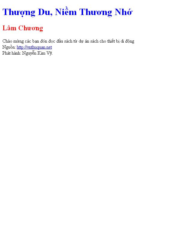 Thượng Du, Niềm Thương Nhớ