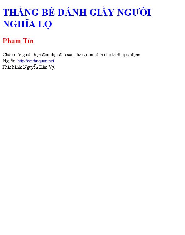 THẰNG BÉ ĐÁNH GIẦY NGƯỜI NGHĨA LỘ