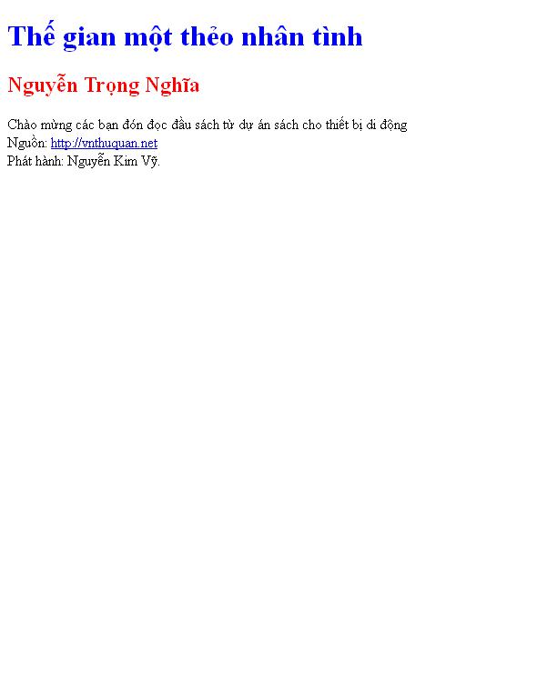 Thế gian một thẻo nhân tình