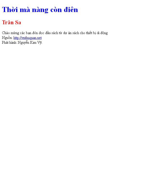 Thời mà nàng còn điên