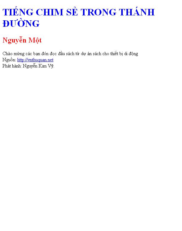 TIẾNG CHIM SẺ TRONG THÁNH ĐƯỜNG