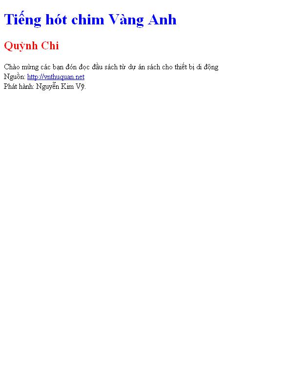 Tiếng hót chim Vàng Anh