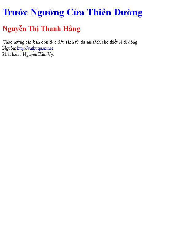 Trước Ngưỡng Cửa Thiên Đường