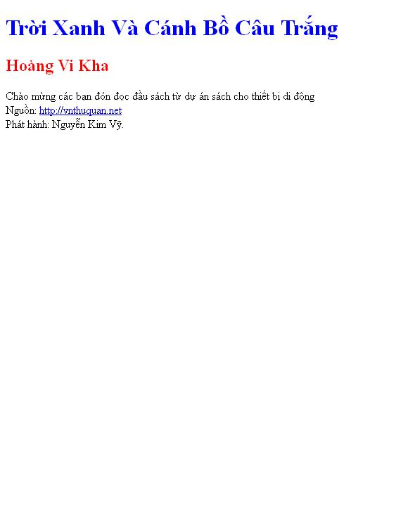 Trời Xanh Và Cánh Bồ Câu Trắng