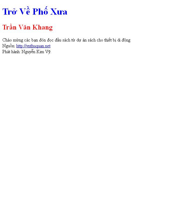 Trở Về Phố Xưa