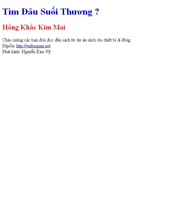 Tìm Đâu Suối Thương ?
