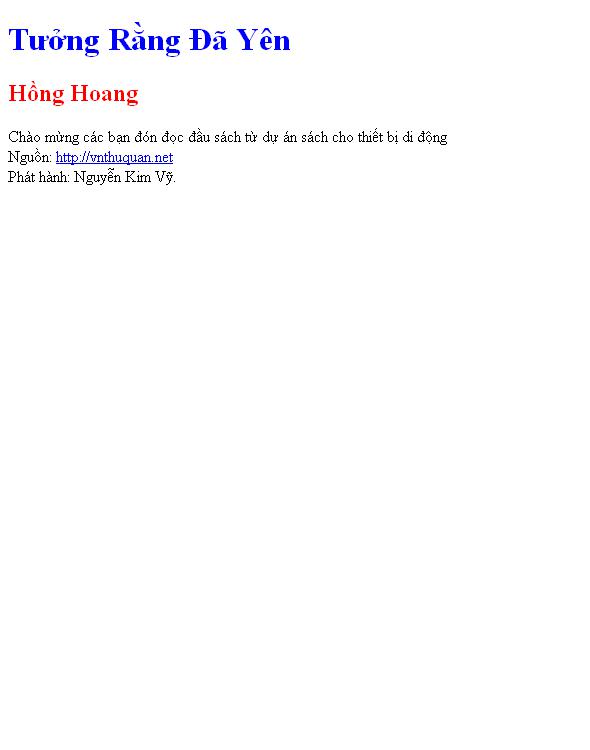 Tưởng Rằng Đã Yên