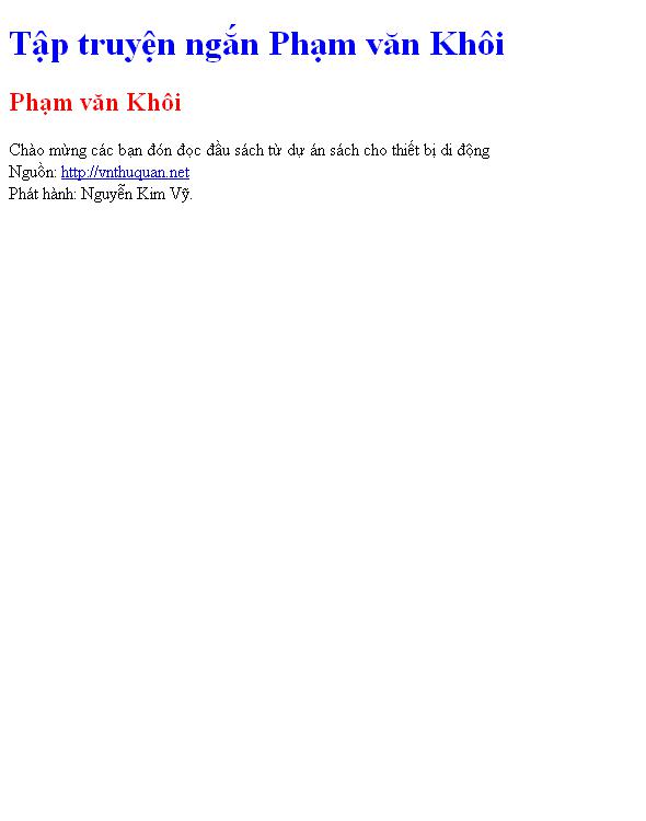 Tập truyện ngắn Phạm văn Khôi