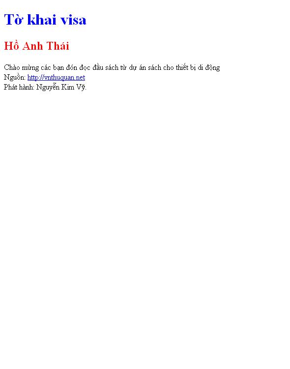 Tờ khai visa