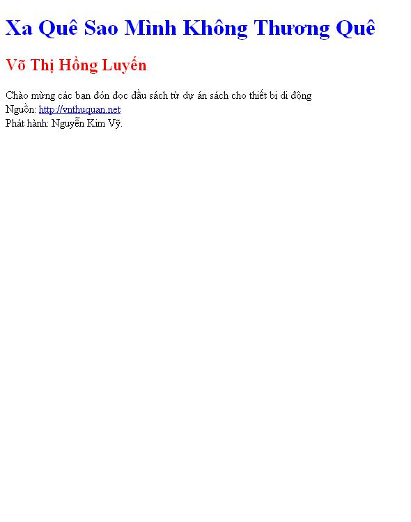 Xa Quê Sao Mình Không Thương Quê